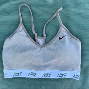 Nike Women's Beige Dri-Fit Sports Bra - Medium